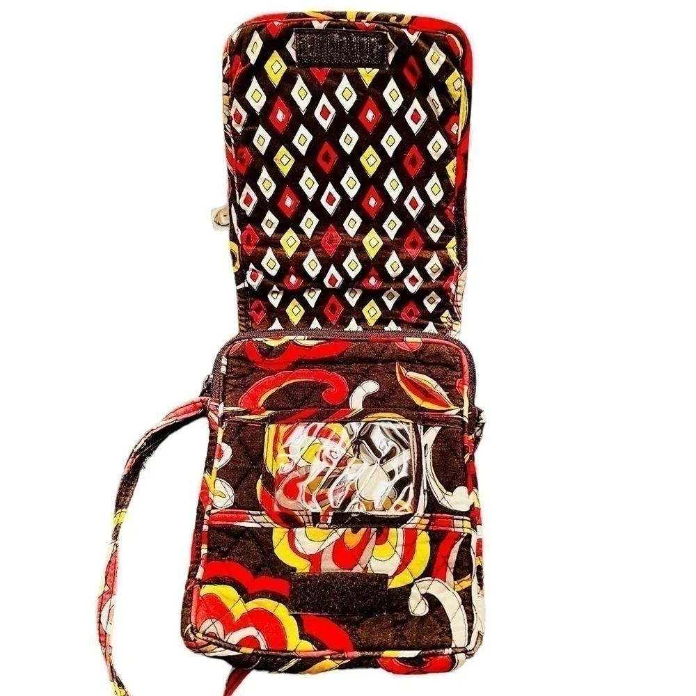 Vera Bradley Puccini Mini Crossbody Hipster Retried Brown Yellow Quilted Cotton